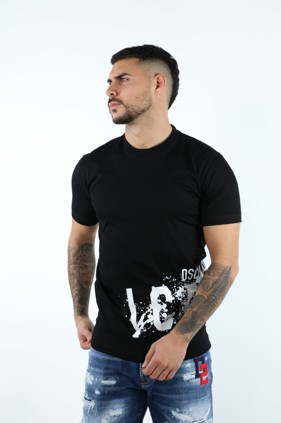 Camiseta negra con maxilogo "icon splash" bajo - 106840
