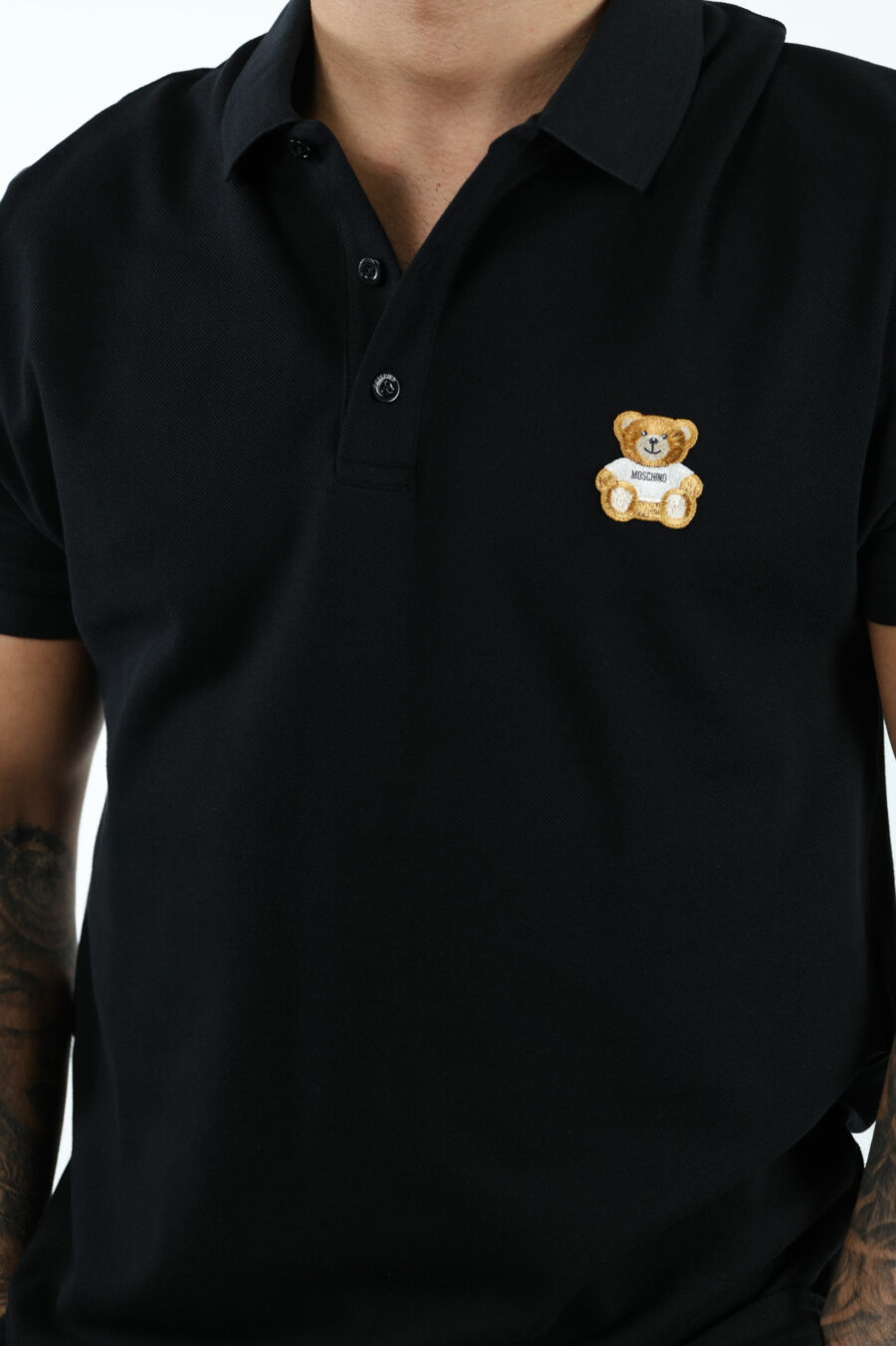 Schwarzes Poloshirt mit gesticktem "Teddy"-Logo - 106993