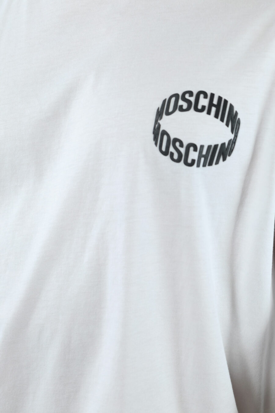 White oversize T-shirt with black circular mini logo - 107147