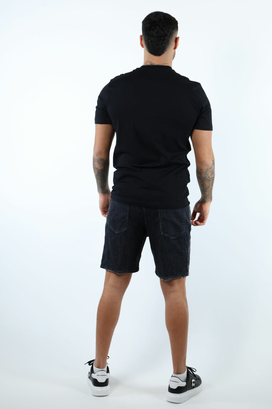 T-shirt noir avec minilogue "teddy" brodé - 107179