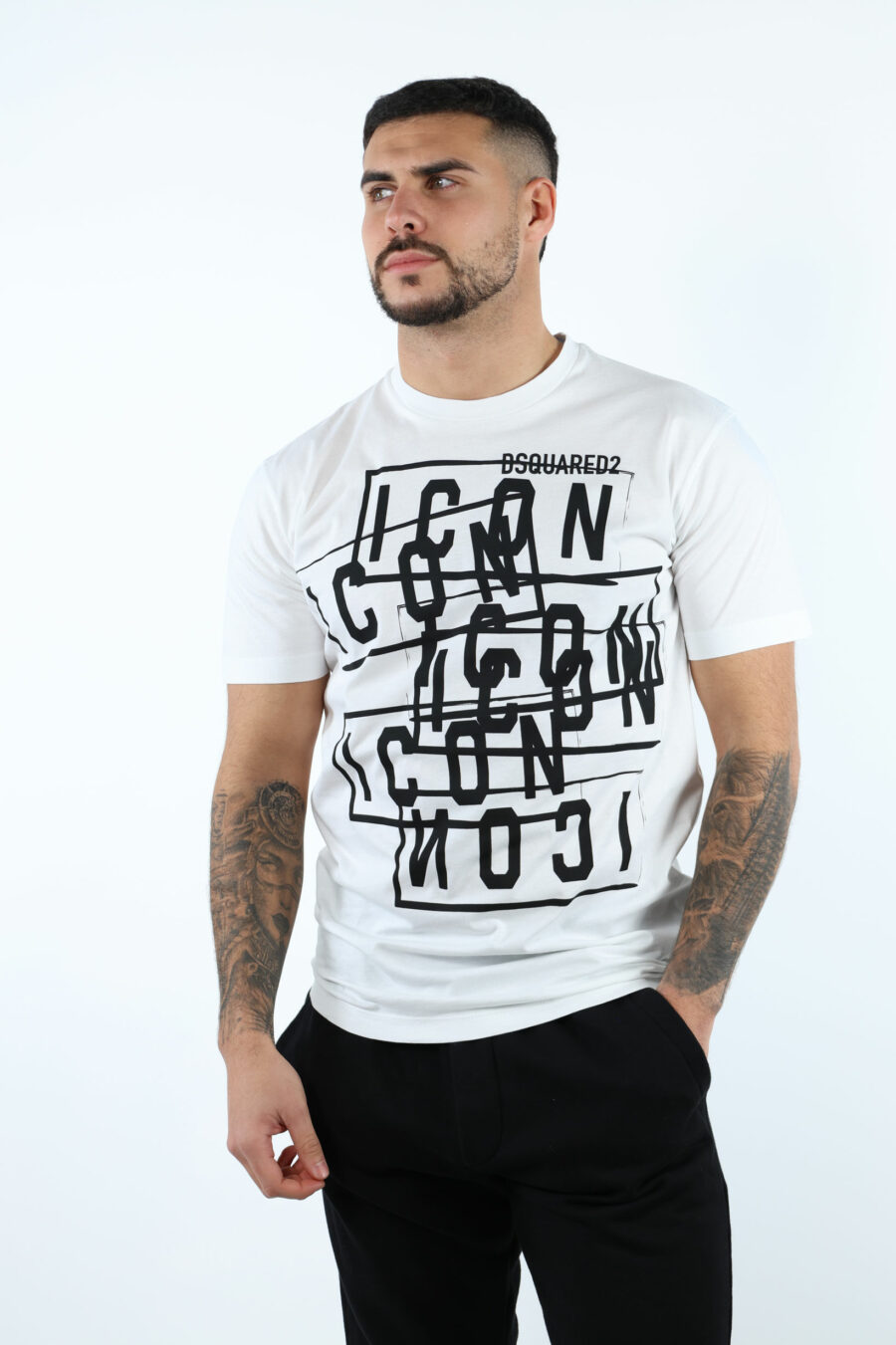 T-shirt branca com carimbos do logótipo "icon" - 107250