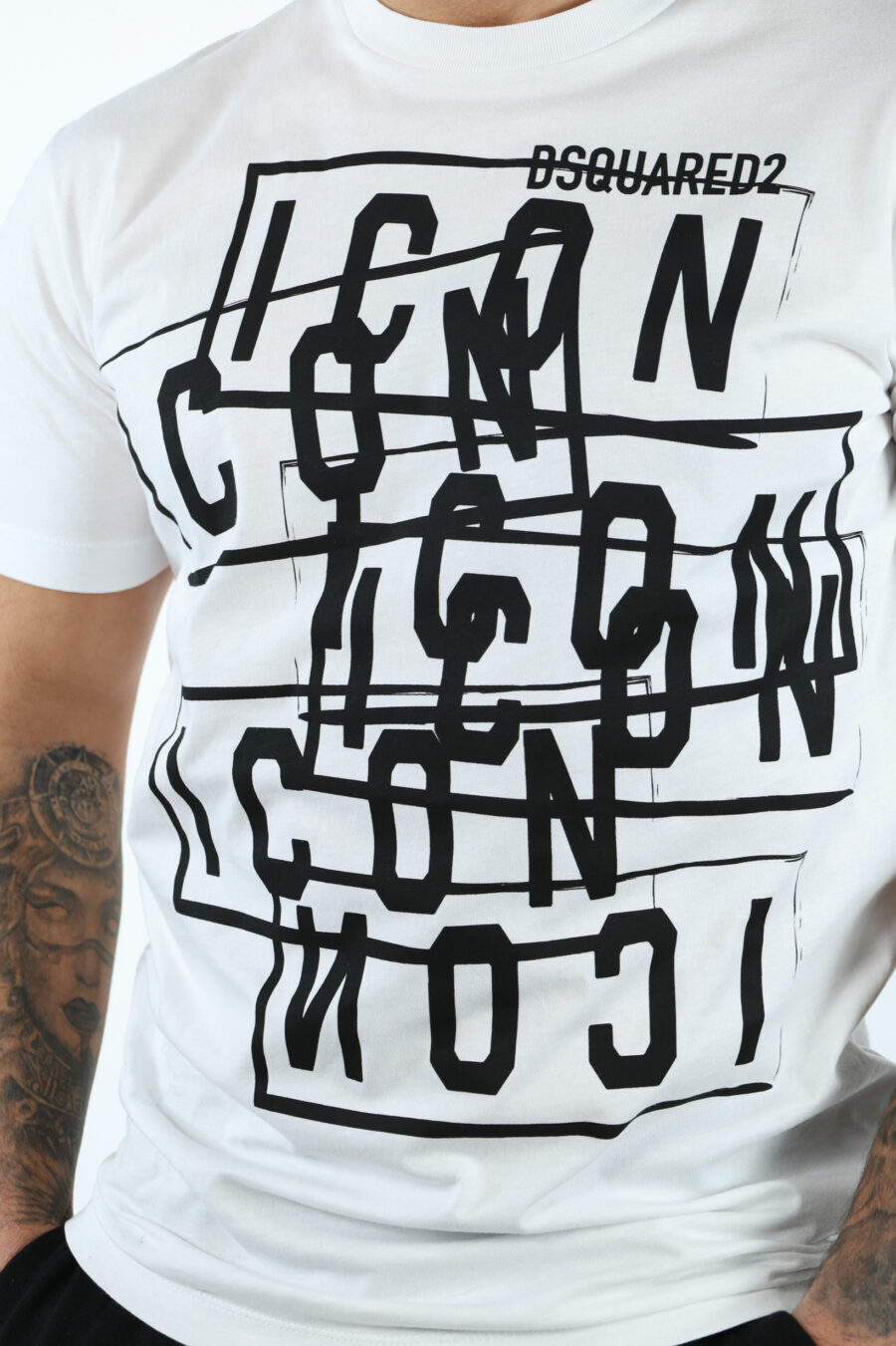 T-shirt branca com carimbos do logótipo "icon" - 107251