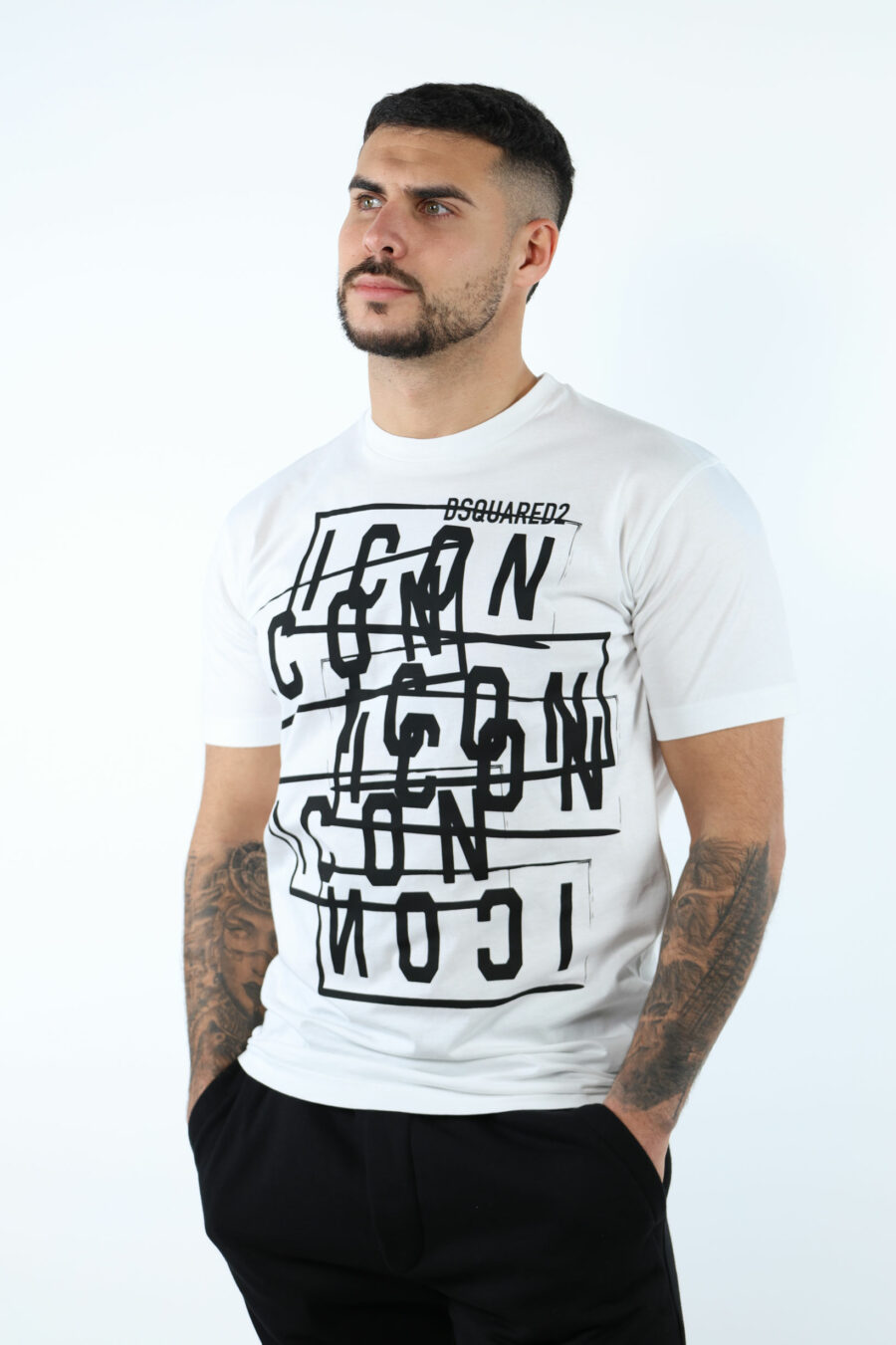 T-shirt branca com carimbos do logótipo "icon" - 107252