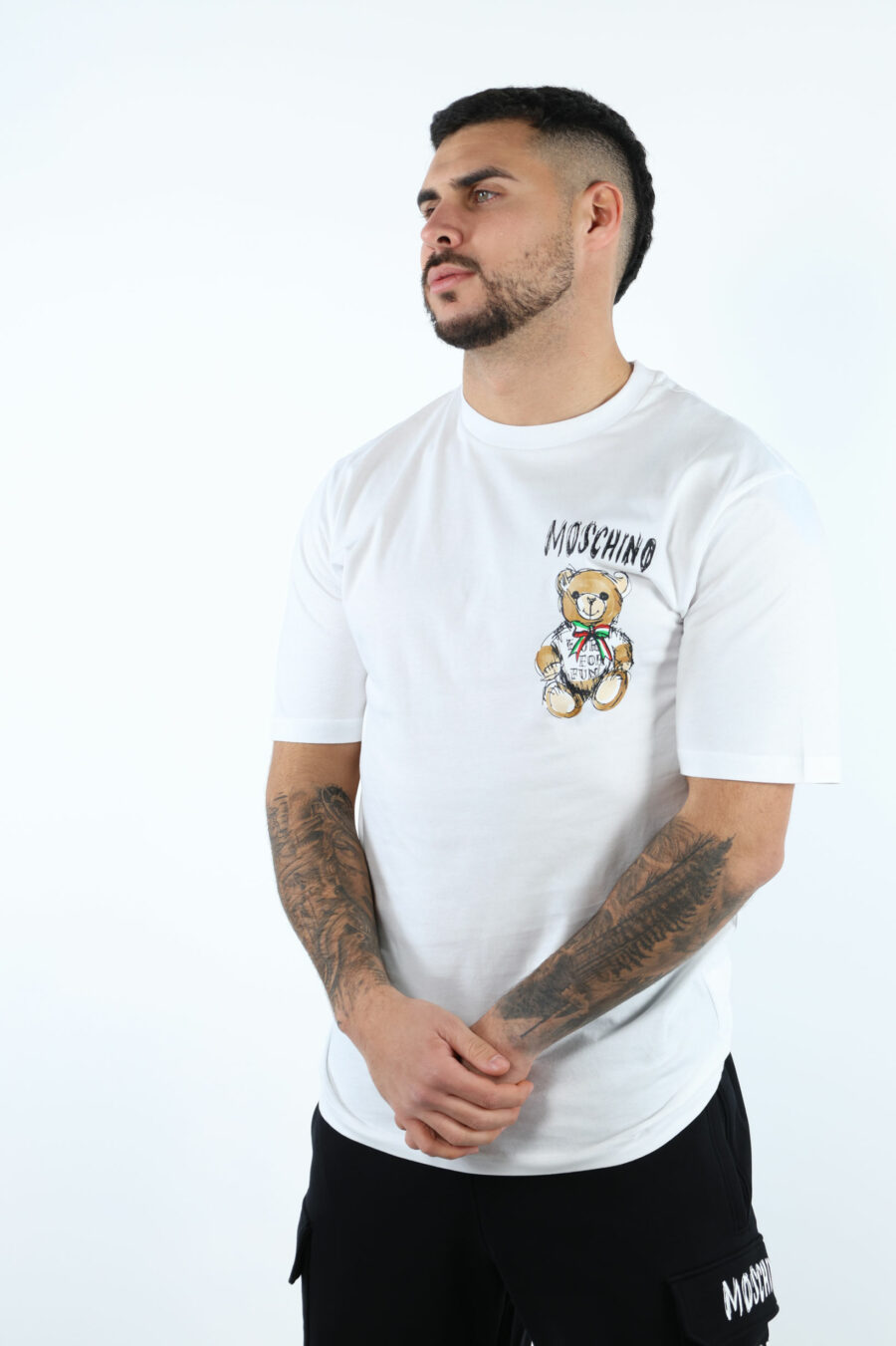 Camiseta blanca con minilogo oso dibujo - 107282