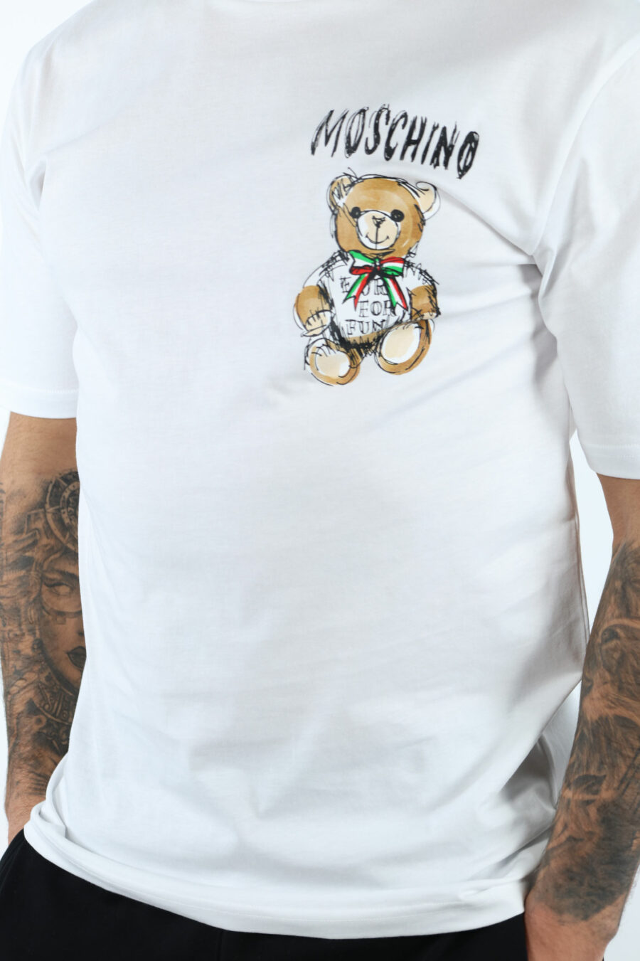 Camiseta blanca con minilogo oso dibujo - 107283