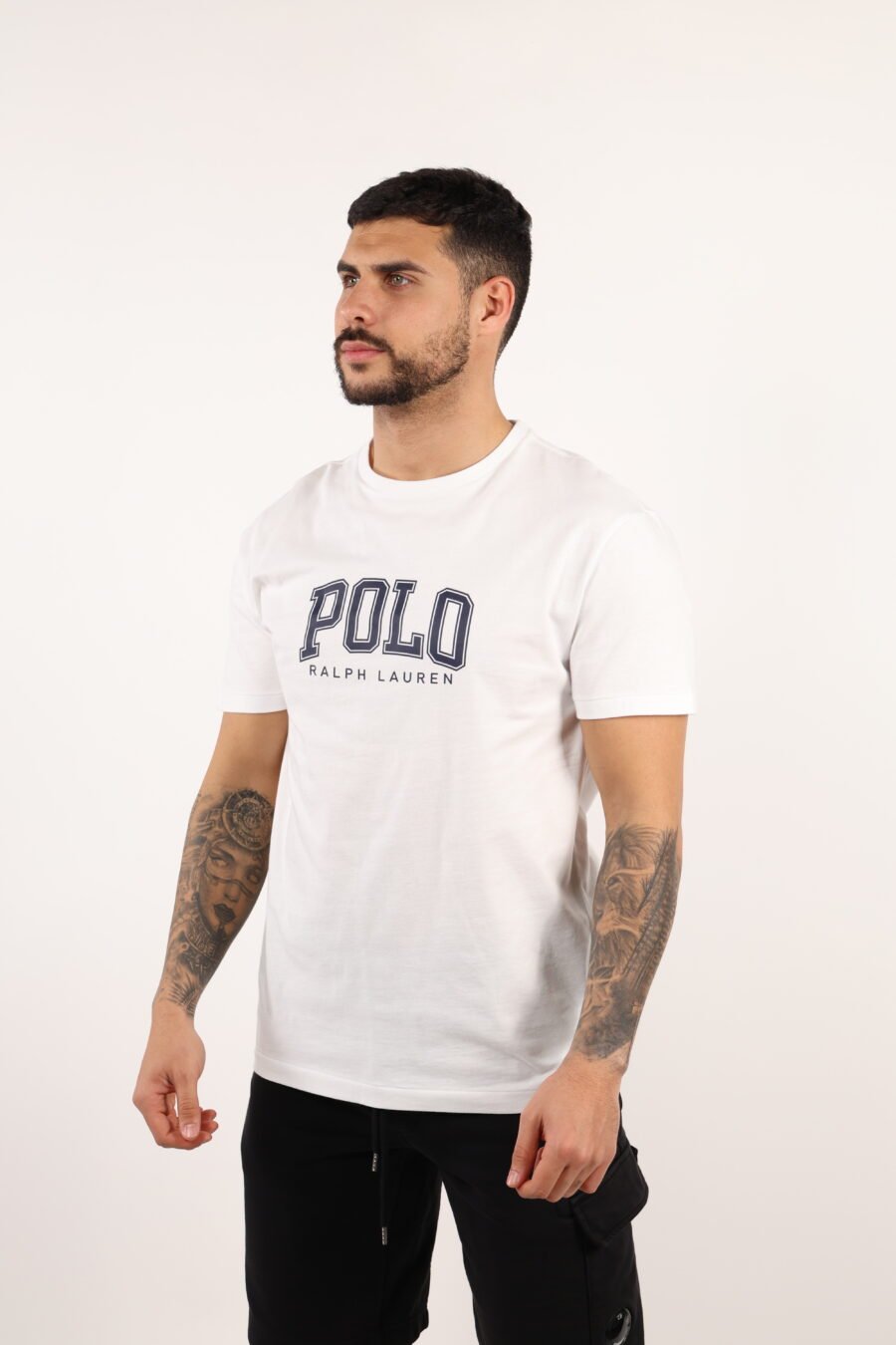 Camiseta blanca con maxilogo "polo" negro - 108956