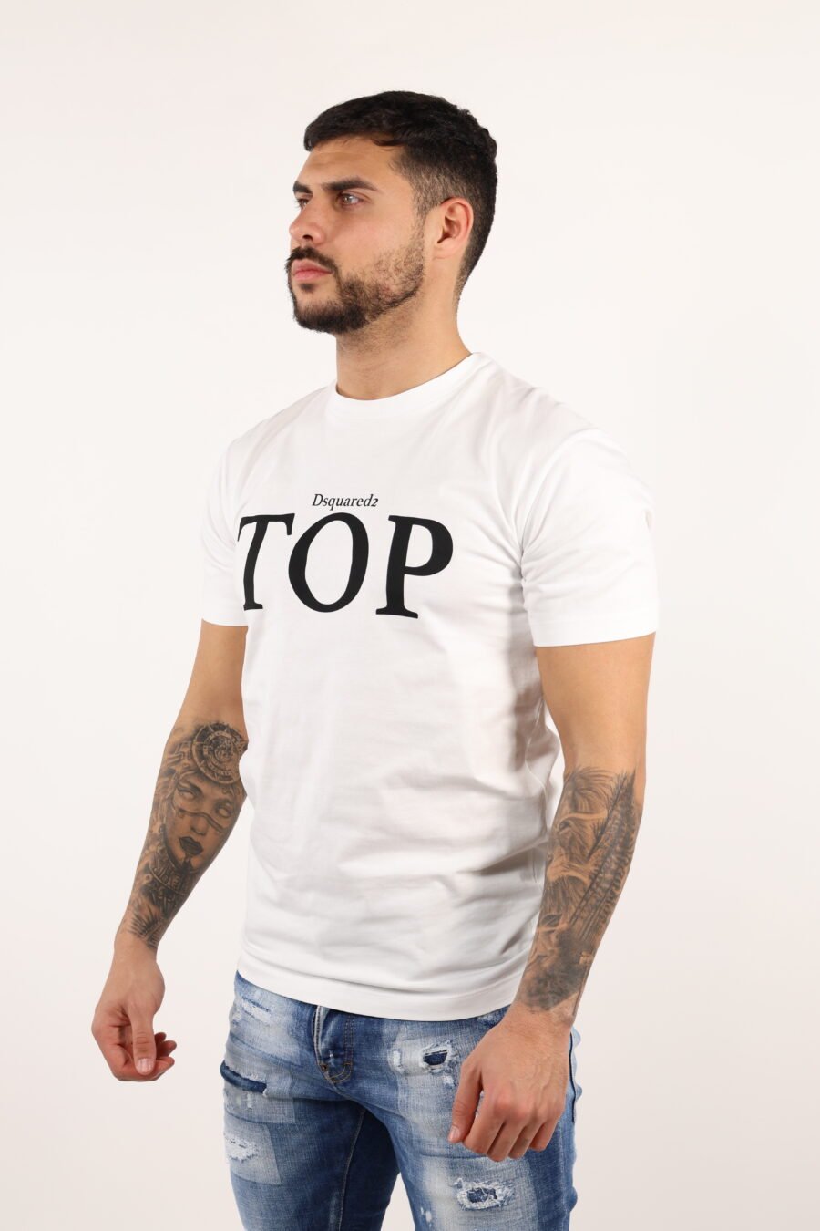 Camiseta blanca con maxilogo "top" - 109160
