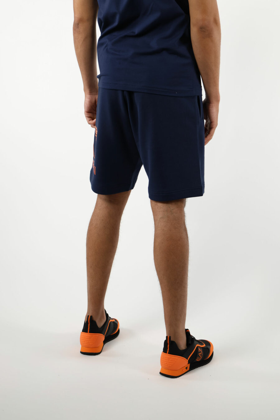 Pantalón de chándal azul oscuro con maxilogo lateral "lux identity" naranja neon - 110895
