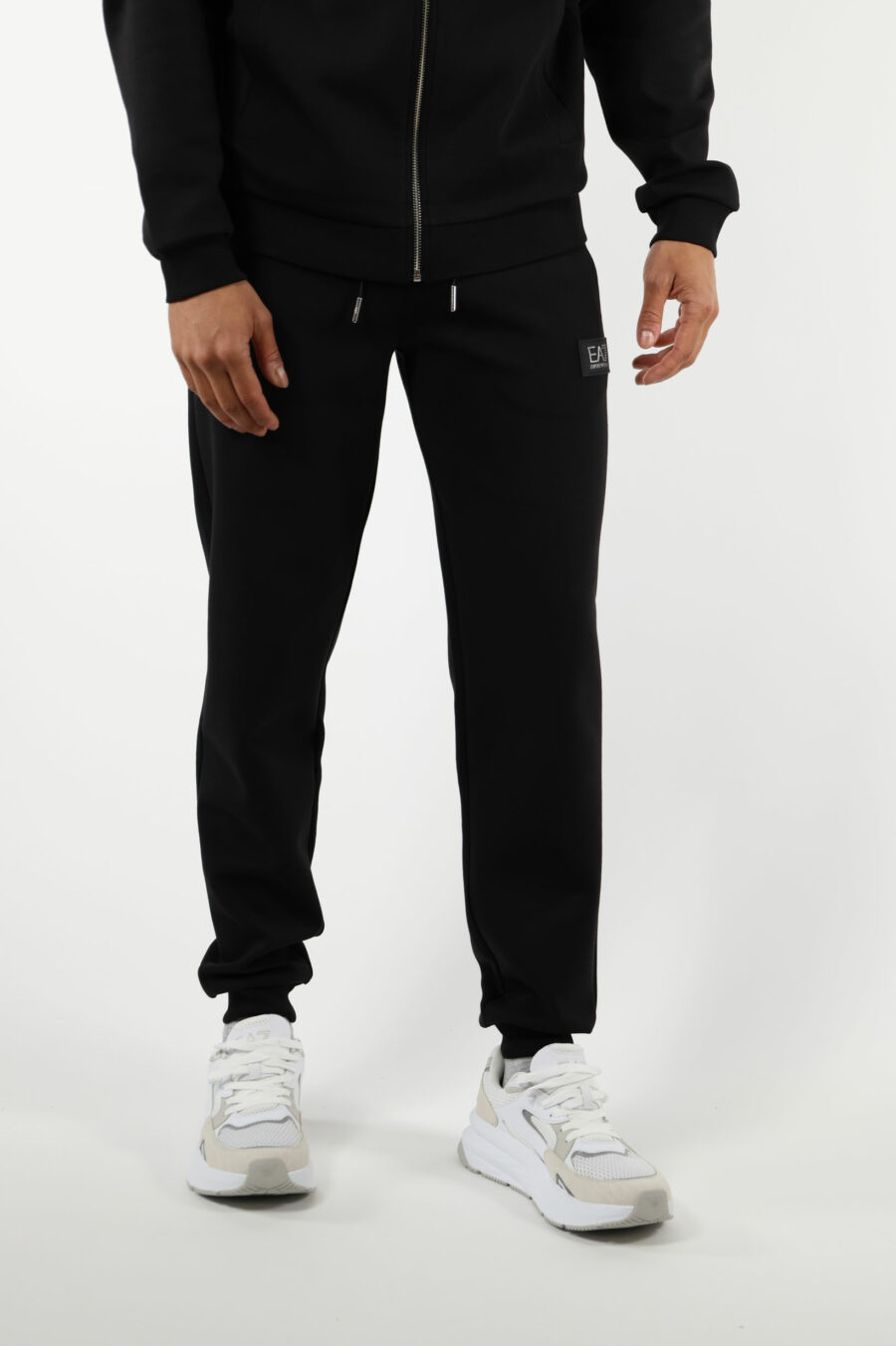 Tracksuit bottoms black with white "lux identity" minilogue on black plate - 110942