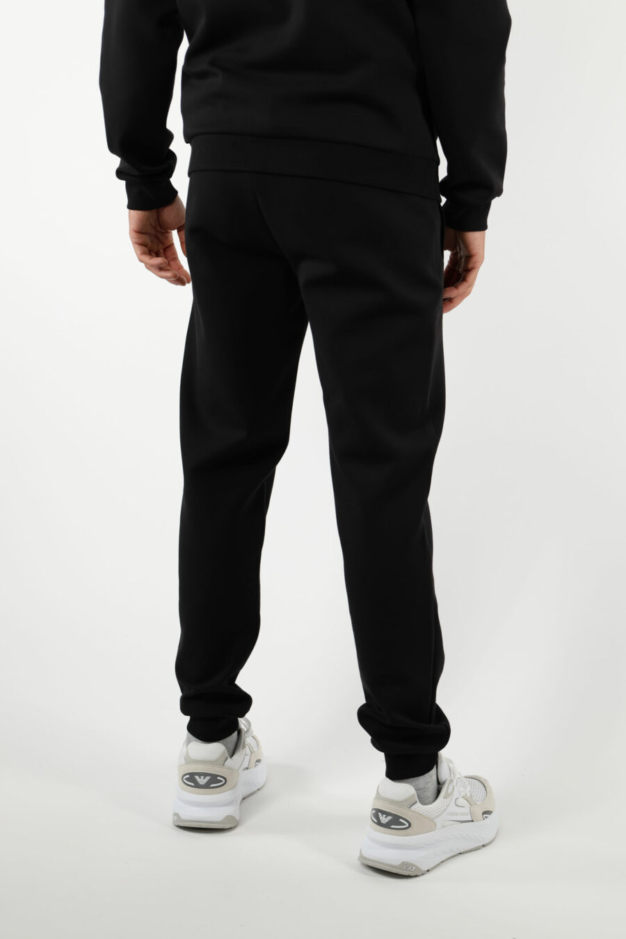 Tracksuit bottoms black with white "lux identity" minilogue on black plate - 110944