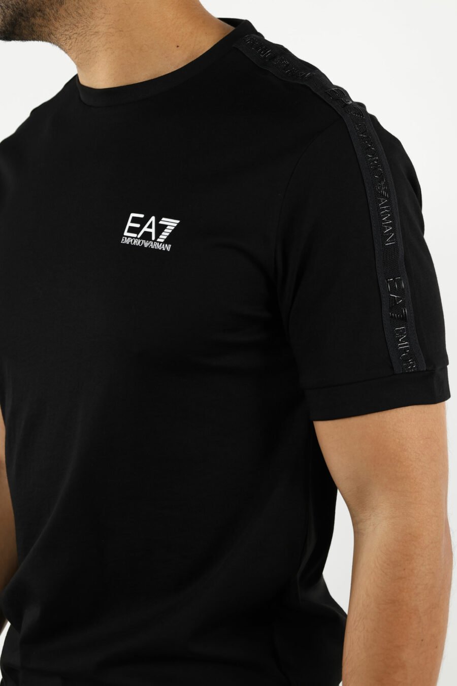 T-shirt noir avec bande mini-logo "lux identity" noire - 110960
