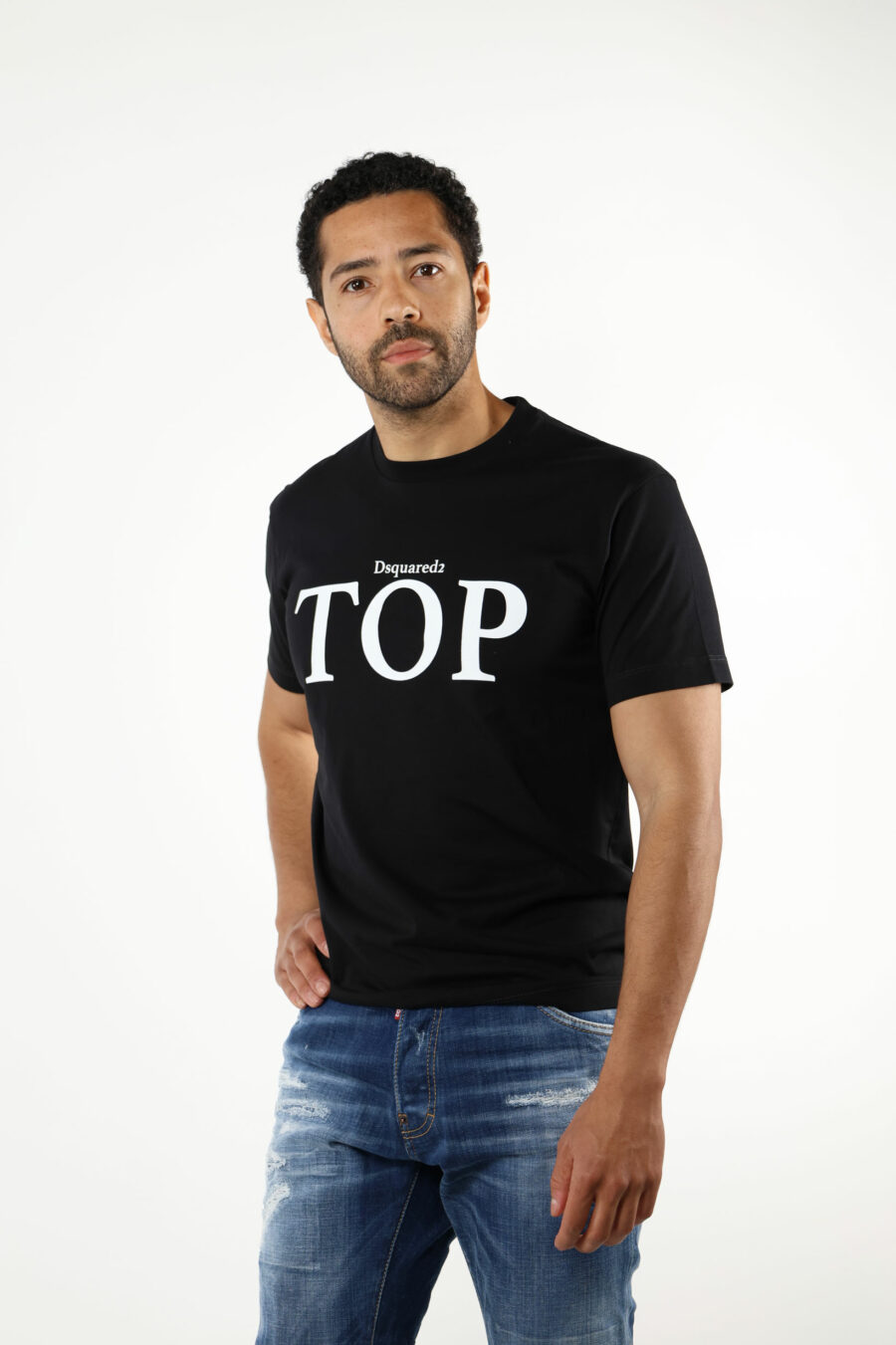 Camiseta negra con maxilogo "top" - 111168
