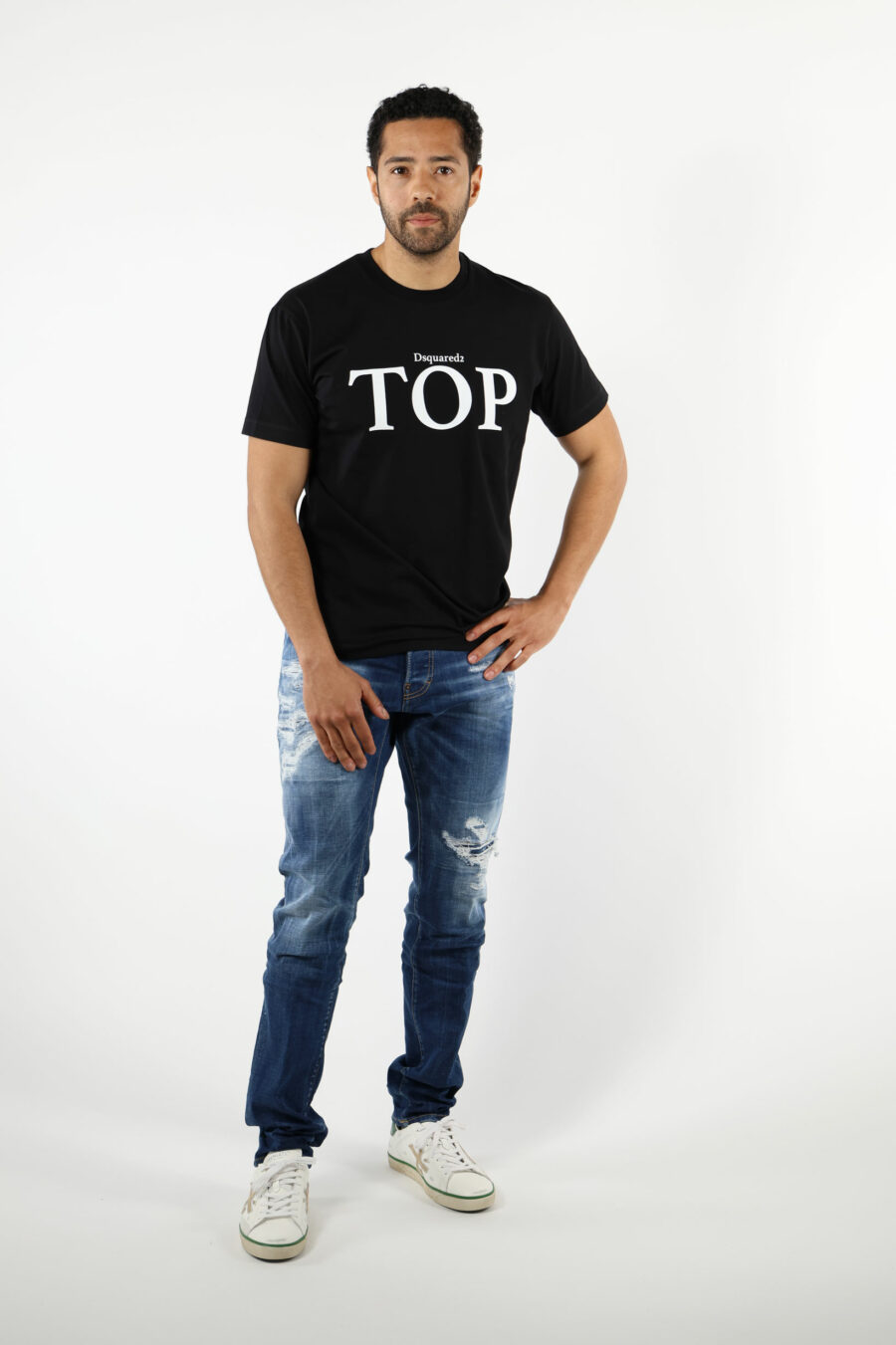 Camiseta negra con maxilogo "top" - 111173