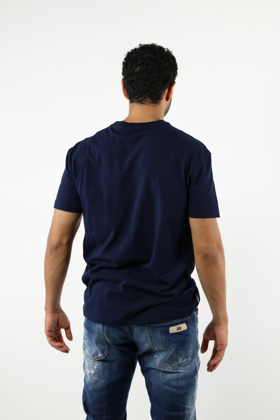 T-shirt bleu foncé avec maxilogo "polo" blanc - 111237