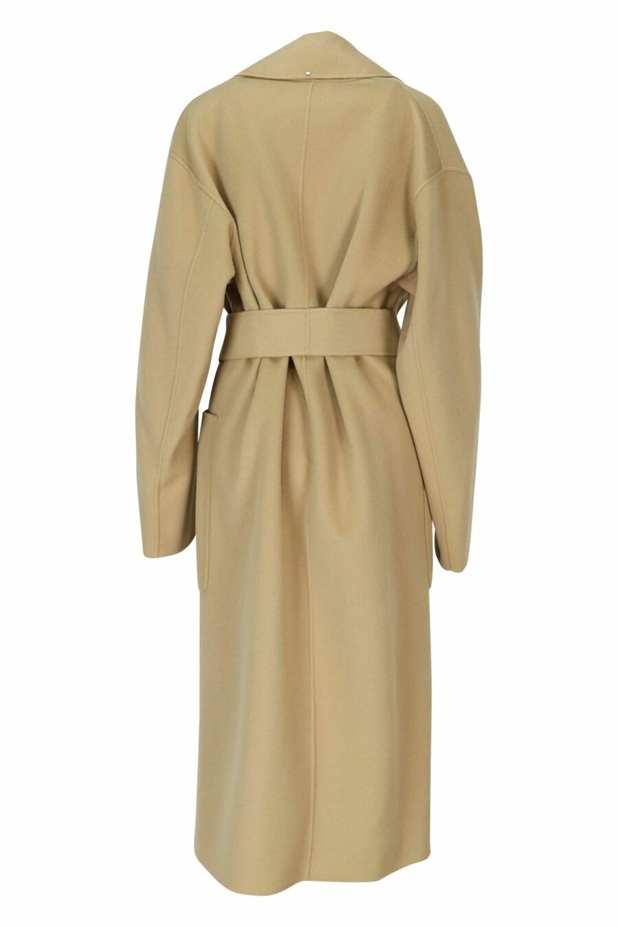 Abrigo beige largo de lana con bolsillos - 20110241060162 2 scaled