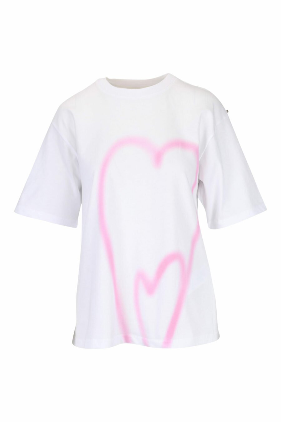 White T-shirt with heart print - 29710541060133 scaled