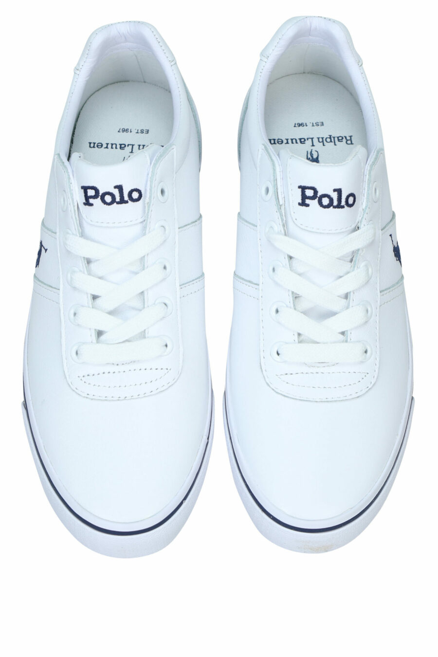Baskets blanches avec détails bleus et logo "polo" - 3615737560351 4 scaled