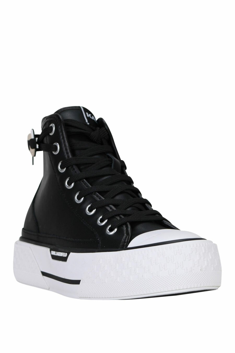 Zapatillas negras altas de cuero con suela blanca y logo "karl" - 5059529355905 1 scaled