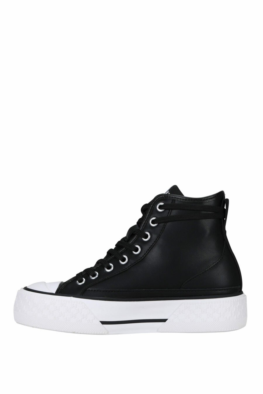 Zapatillas negras altas de cuero con suela blanca y logo "karl" - 5059529355905 2 scaled