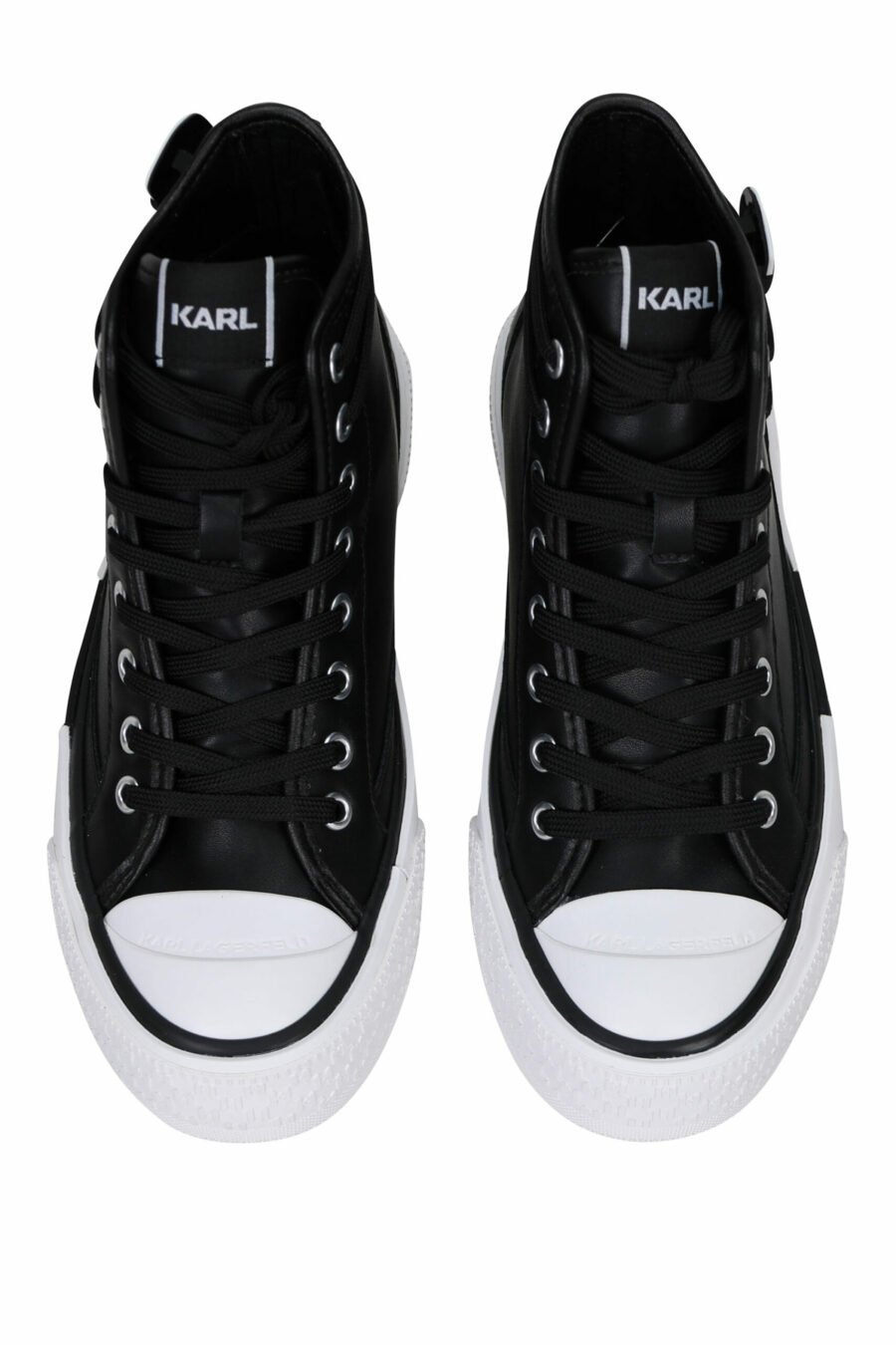 Zapatillas negras altas de cuero con suela blanca y logo "karl" - 5059529355905 4 scaled