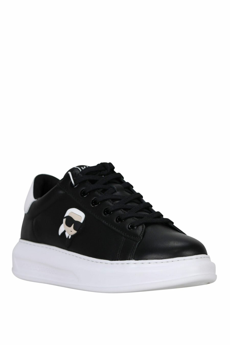 Black leather trainers "kapri mens" with rubber minilogo "karl" - 5059529362200 1 scaled