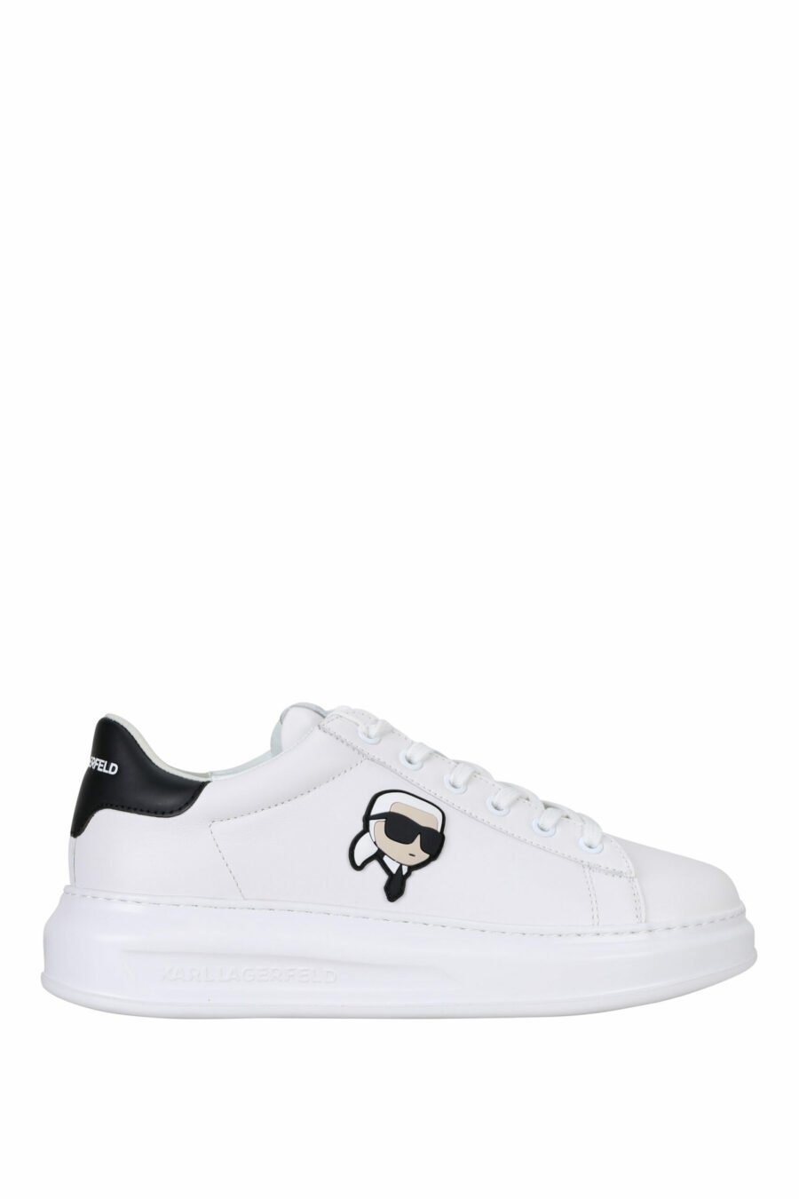 White leather trainers "kapri mens" with black detail and rubber "karl" minilogo - 5059529362347 scaled