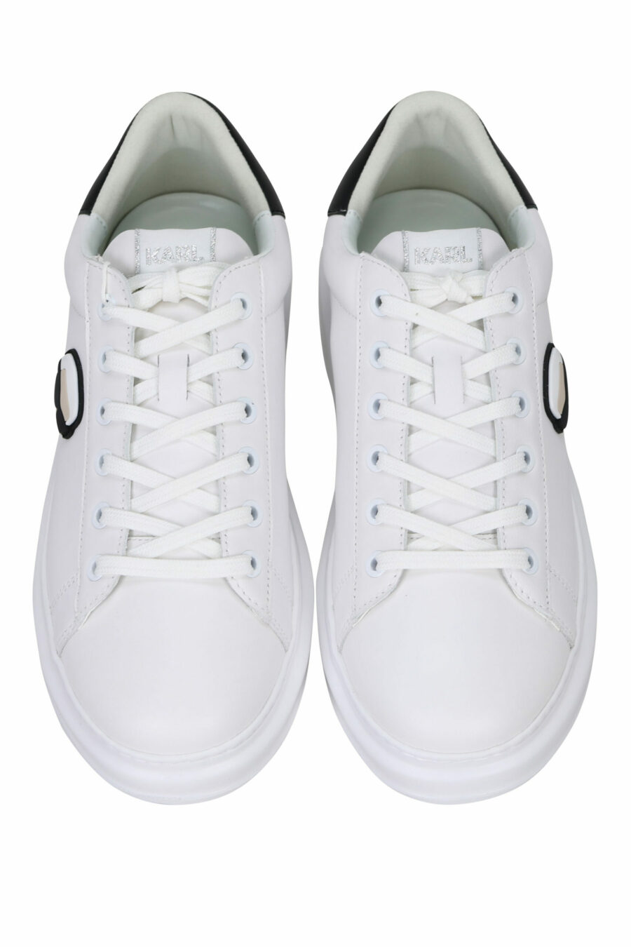 White leather trainers "kapri mens" with black detail and rubber "karl" minilogo - 5059529362347 4 scaled