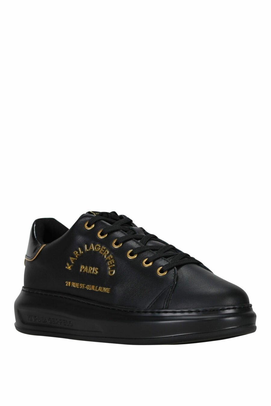 Black trainers with golden "rue st guillaume" logo in metal - 5059529362699 1 scaled