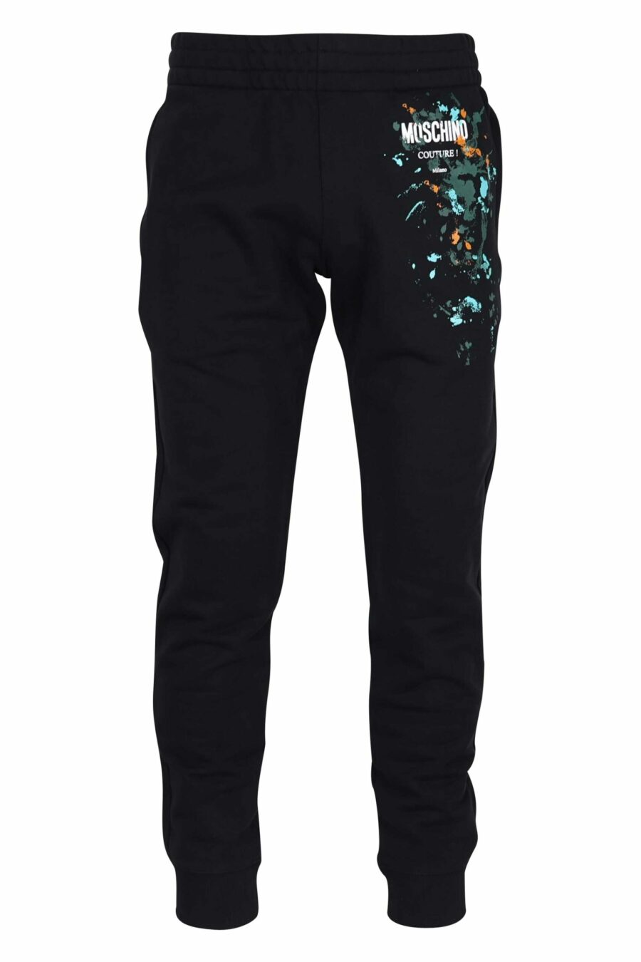 Pantalón de chándal negro de algodón orgánico y logo "splash" multicolor - 667113349237 scaled