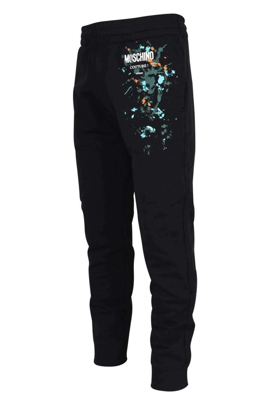 Pantalón de chándal negro de algodón orgánico y logo "splash" multicolor - 667113349237 1 scaled