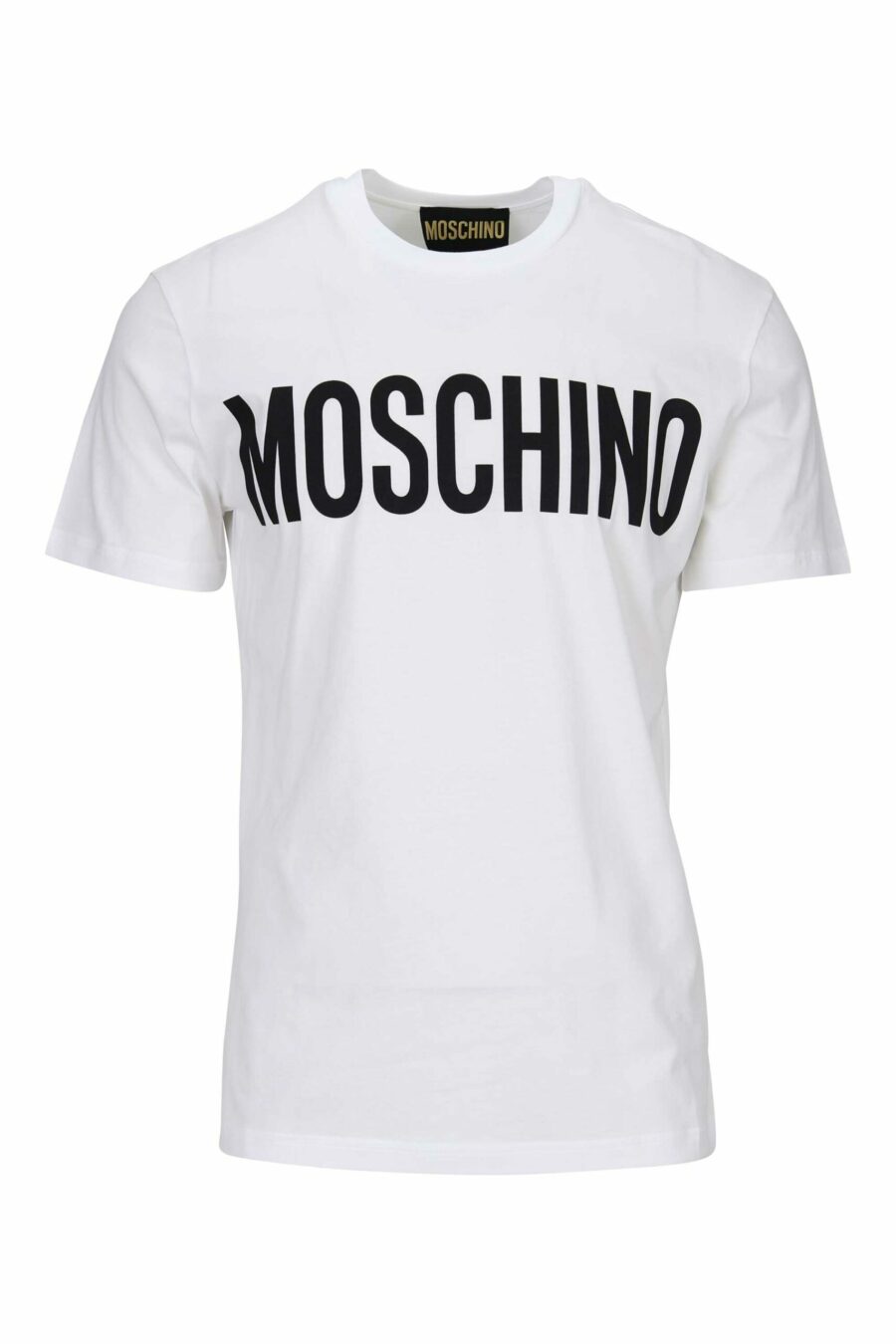 Camiseta blanca de algodón orgánico con maxilogo negro clásico - 667113391403 scaled