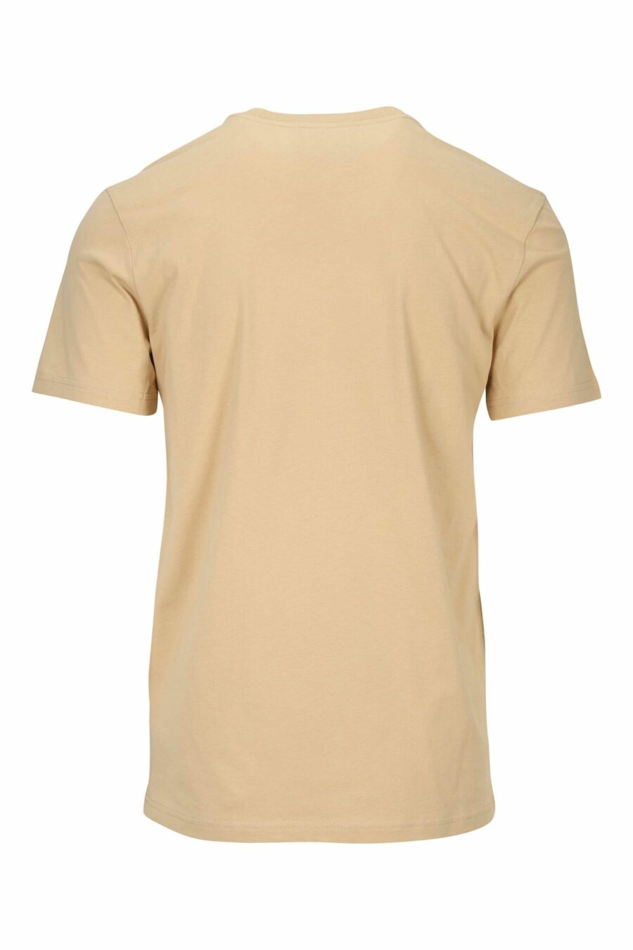 Beige organic cotton T-shirt with classic black maxilogue - 667113391472 1 scaled