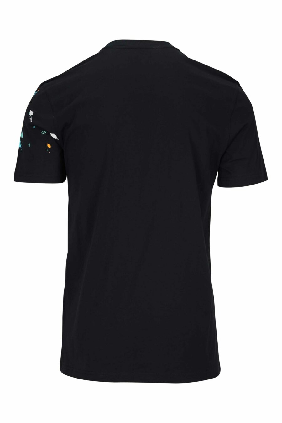 Black T-shirt with maxilogo "couture milano" with multicoloured "splash" - 667113391946 1 scaled