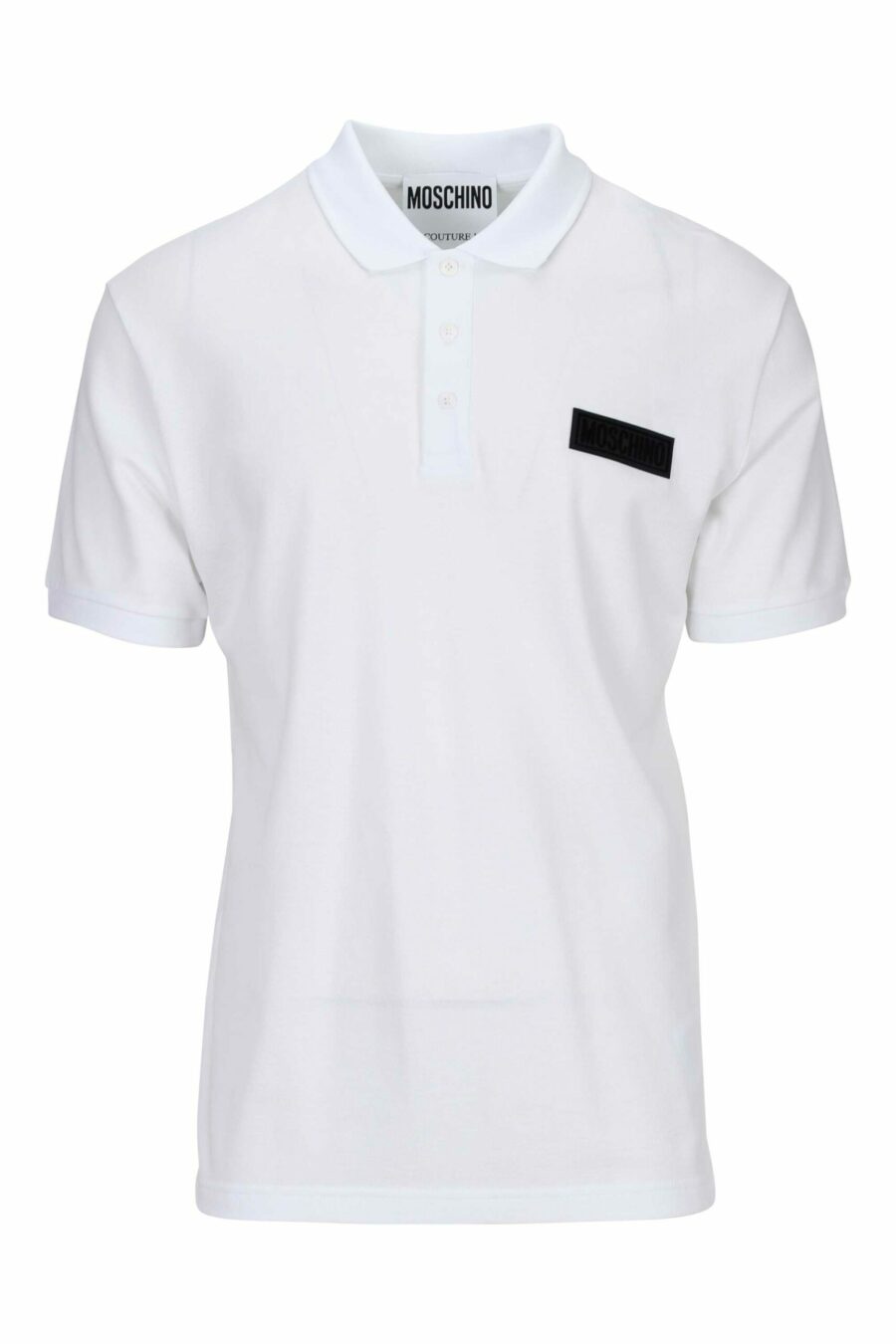 White polo shirt with black mini-logo label - 667113402154 scaled