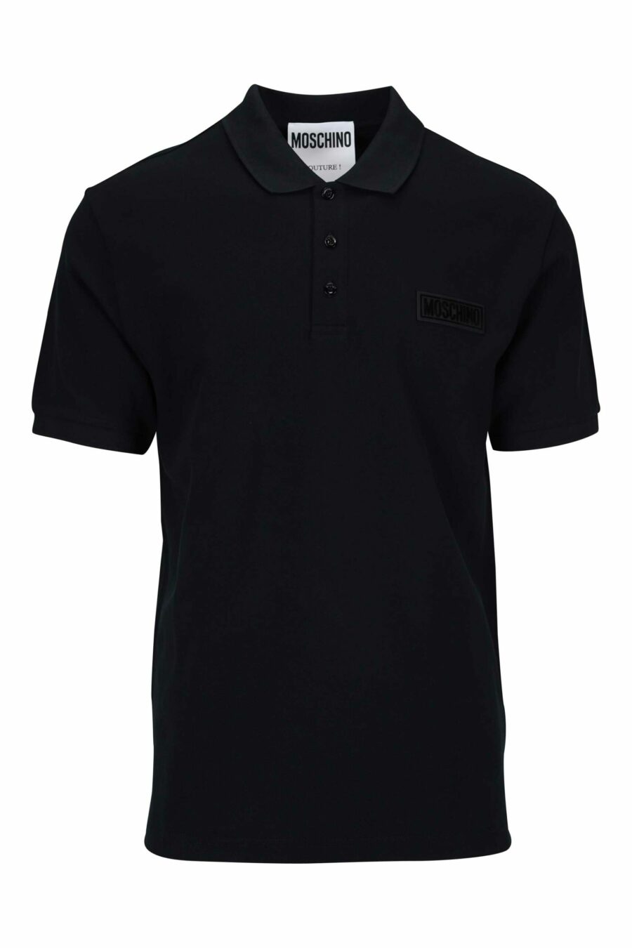 Polo noir avec étiquette mini-logo blanche - 667113402352 échelonné