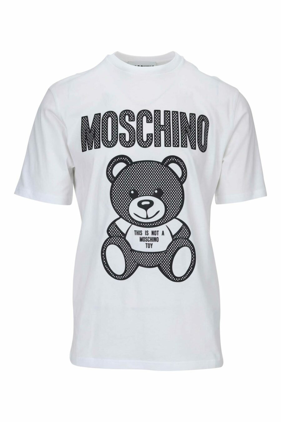 T-shirt branca com maxilogo de urso pontilhado monocromático - 667113455617 scaled