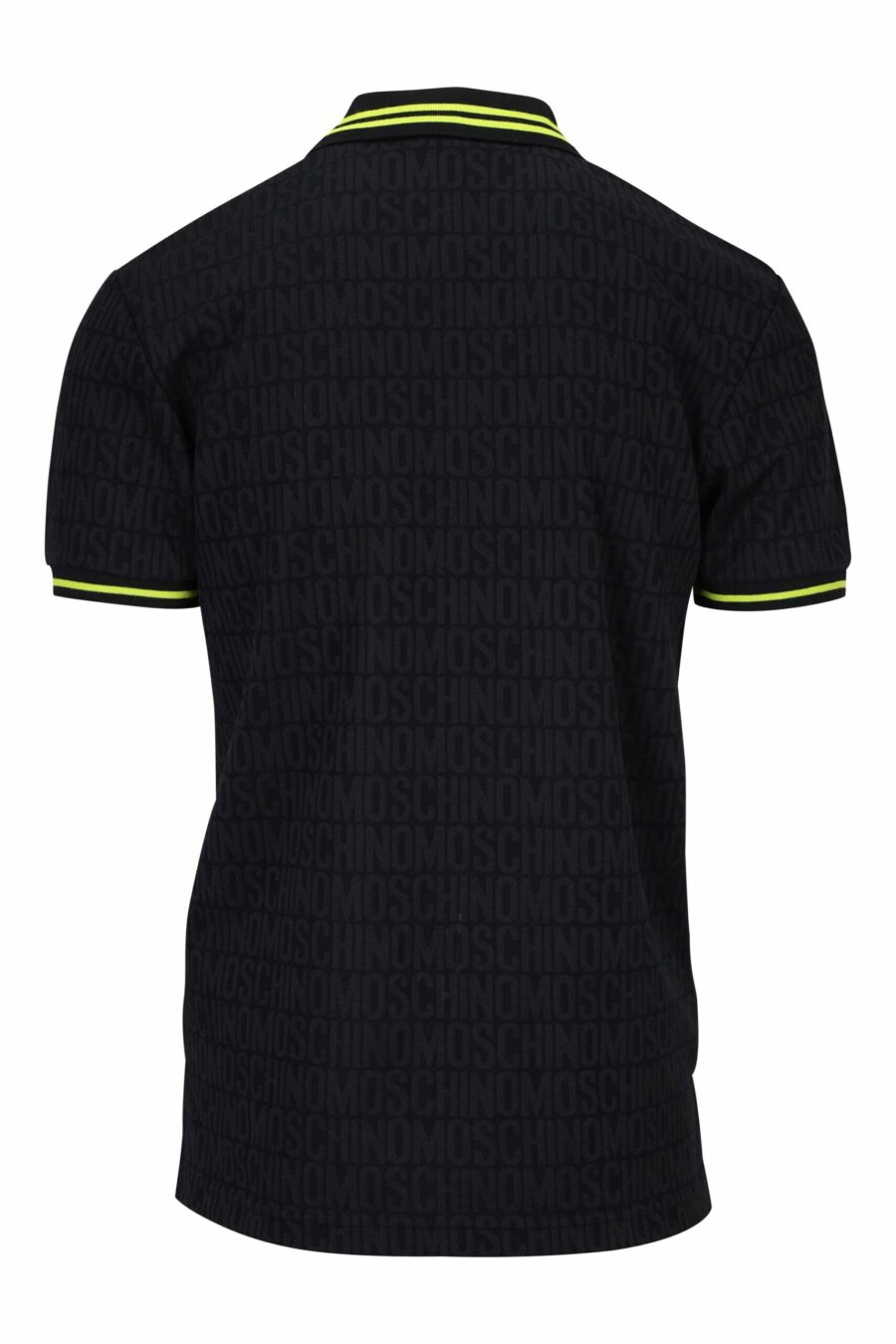 Schwarzes Poloshirt "all over logo" mit gelben Streifen - 667113466002 1 skaliert