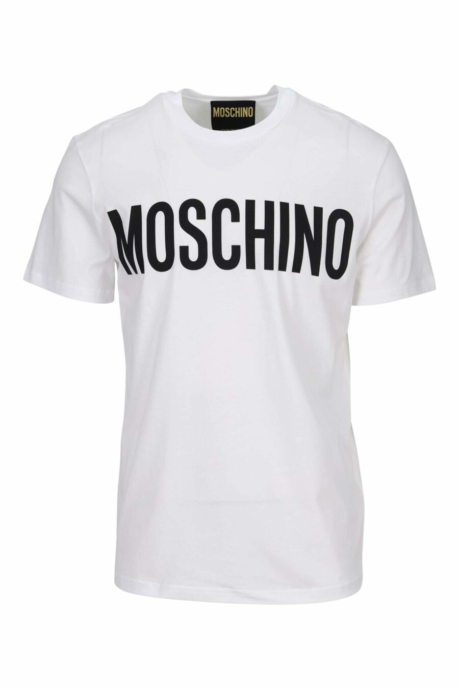 Camiseta blanca "oversize" de algodón orgánico con maxilogo negro clásico - 667113751788 scaled