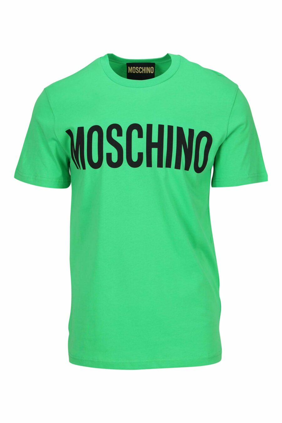 Camiseta verde claro de algodón orgánico con maxilogo negro clásico - 667113751917 scaled