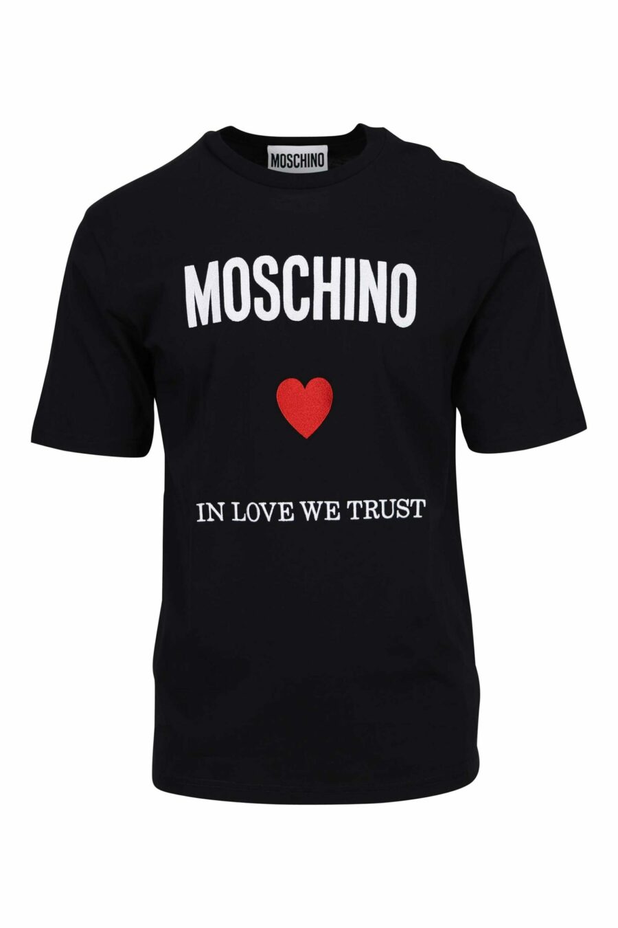 Black oversize T-shirt with "in love we trust" logo - 667113764870 scaled