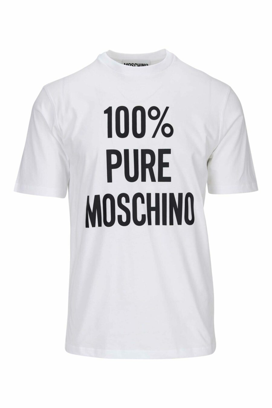 T-shirt blanc en coton bio "100% pure moschino" - 667113764948 échelonné