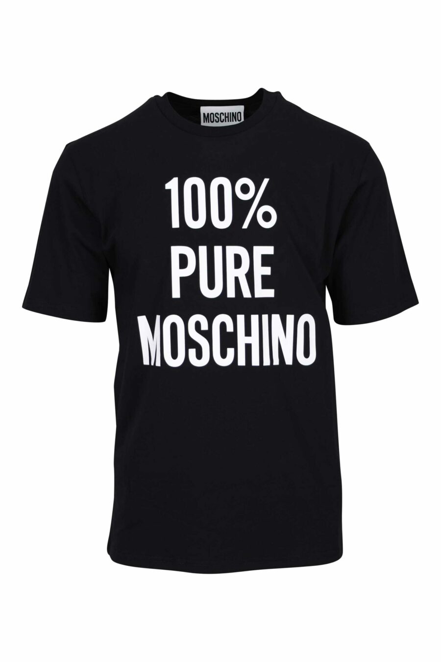 Camiseta negra de algodón orgánico "100% pure moschino" - 667113765150 scaled