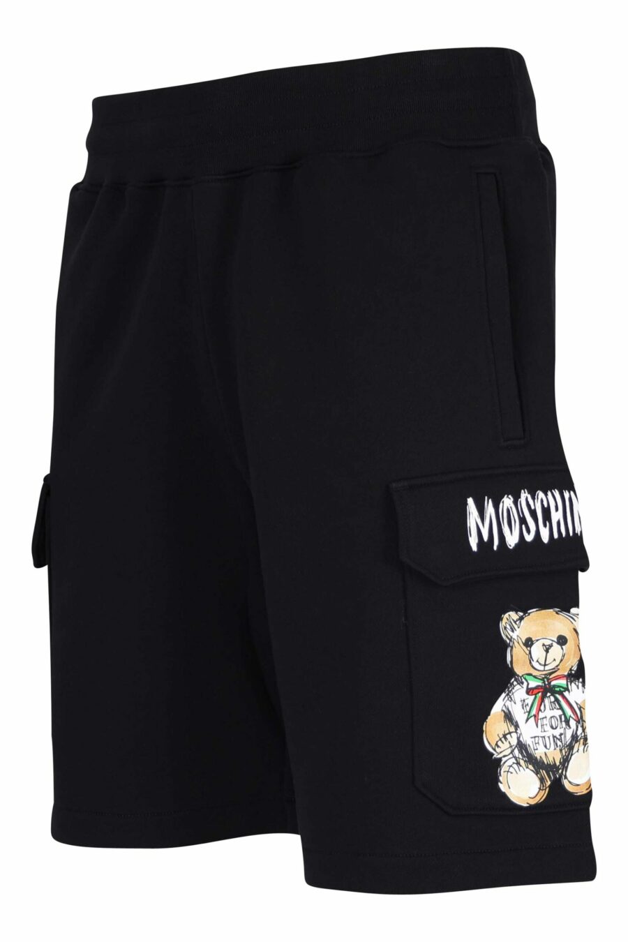 Pantalón de chándal negro de algodón orgánico estilo cargo y logo oso dibujo - 667113767390 1 scaled