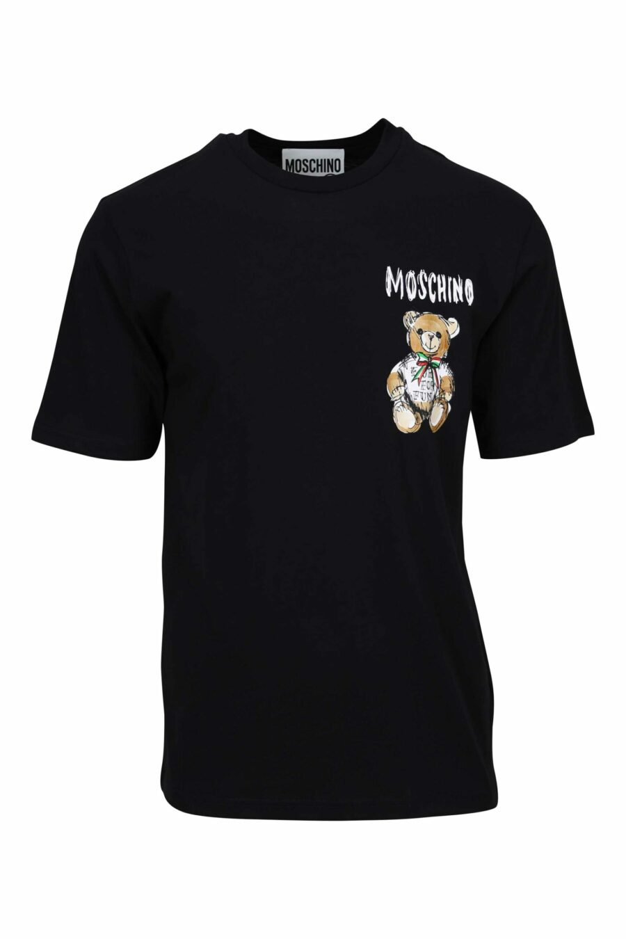 T-shirt preta com desenho de mini logótipo de urso - 667113767819 à escala