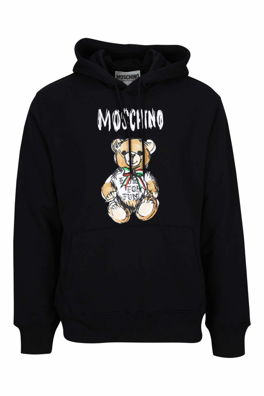 Black sweatshirt with hood and maxilogo bear drawing - 667113768724 scaled