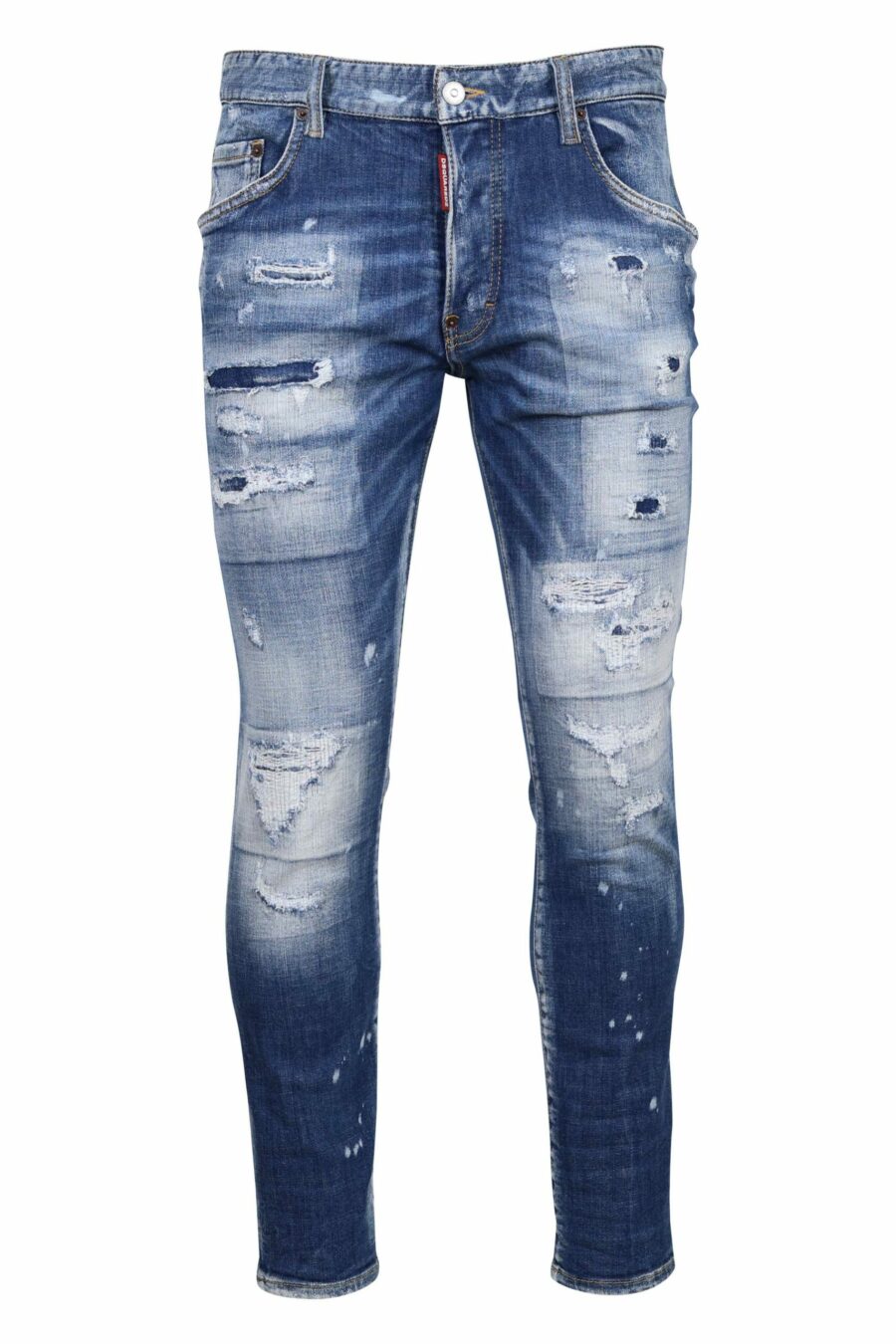 Calças de ganga azuis claras "skater jean" com rasgões e desgastadas - 8054148338848