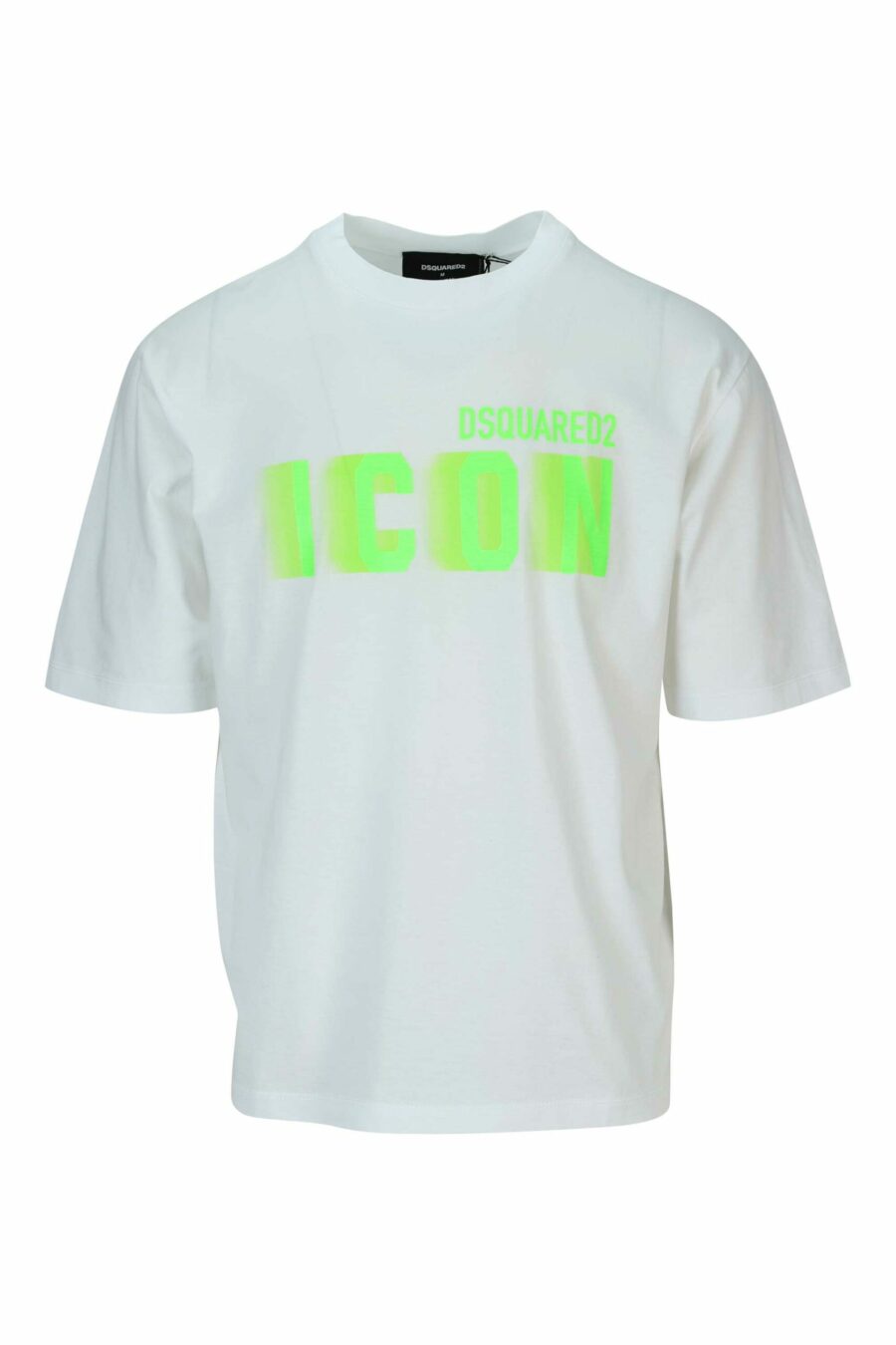 Camiseta blanca "oversize" con maxilogo "icon" verde neon borroso - 8054148359454 scaled