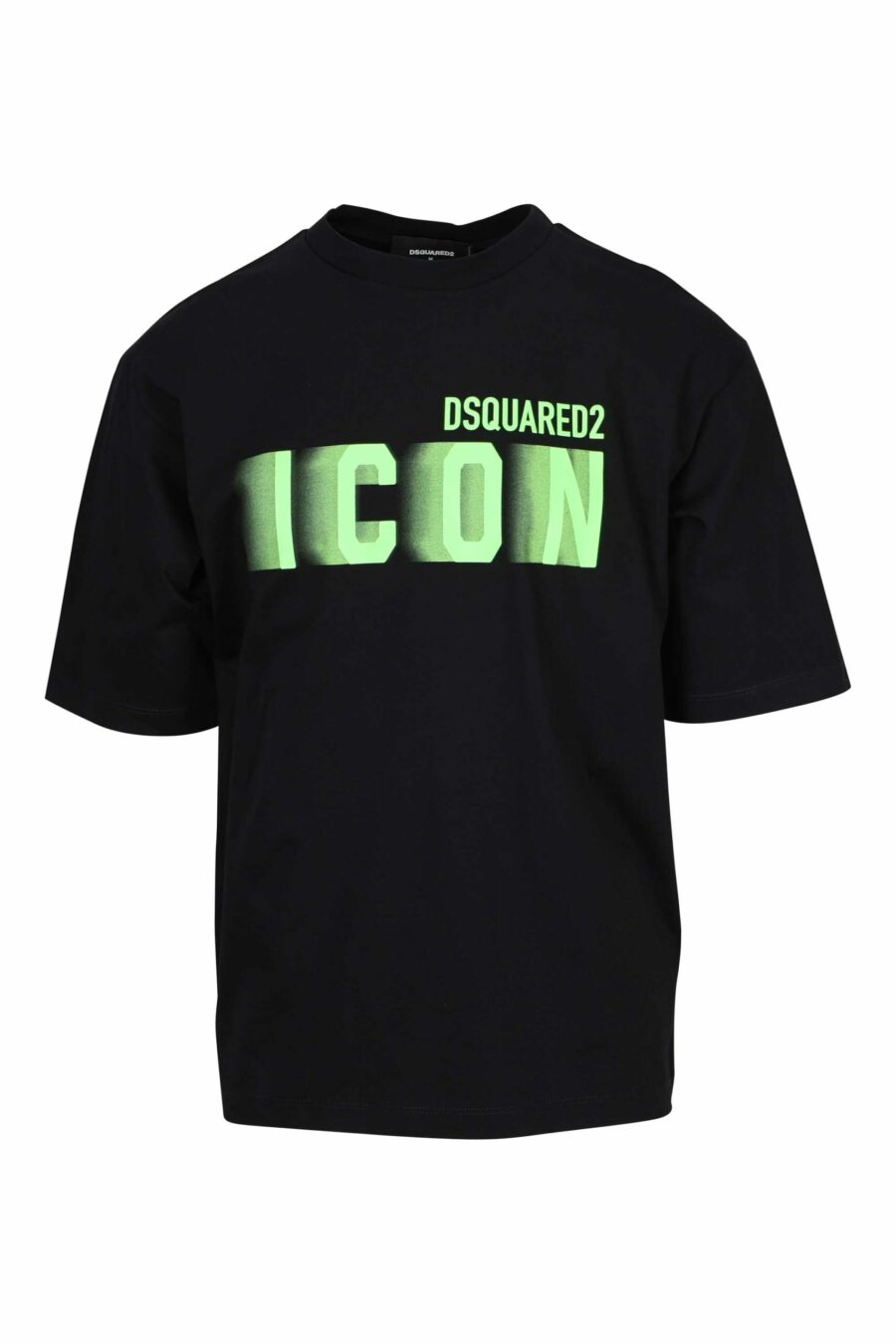 Black oversize T-shirt with neon green blurred "icon" maxilogo - 8054148359669 scaled