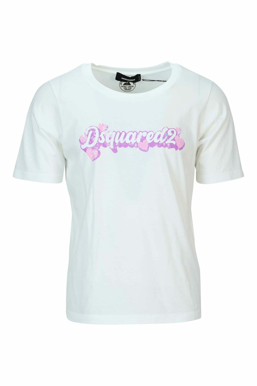 Camiseta blanca "oversize" con maxilogo lila - 8054148463342 scaled