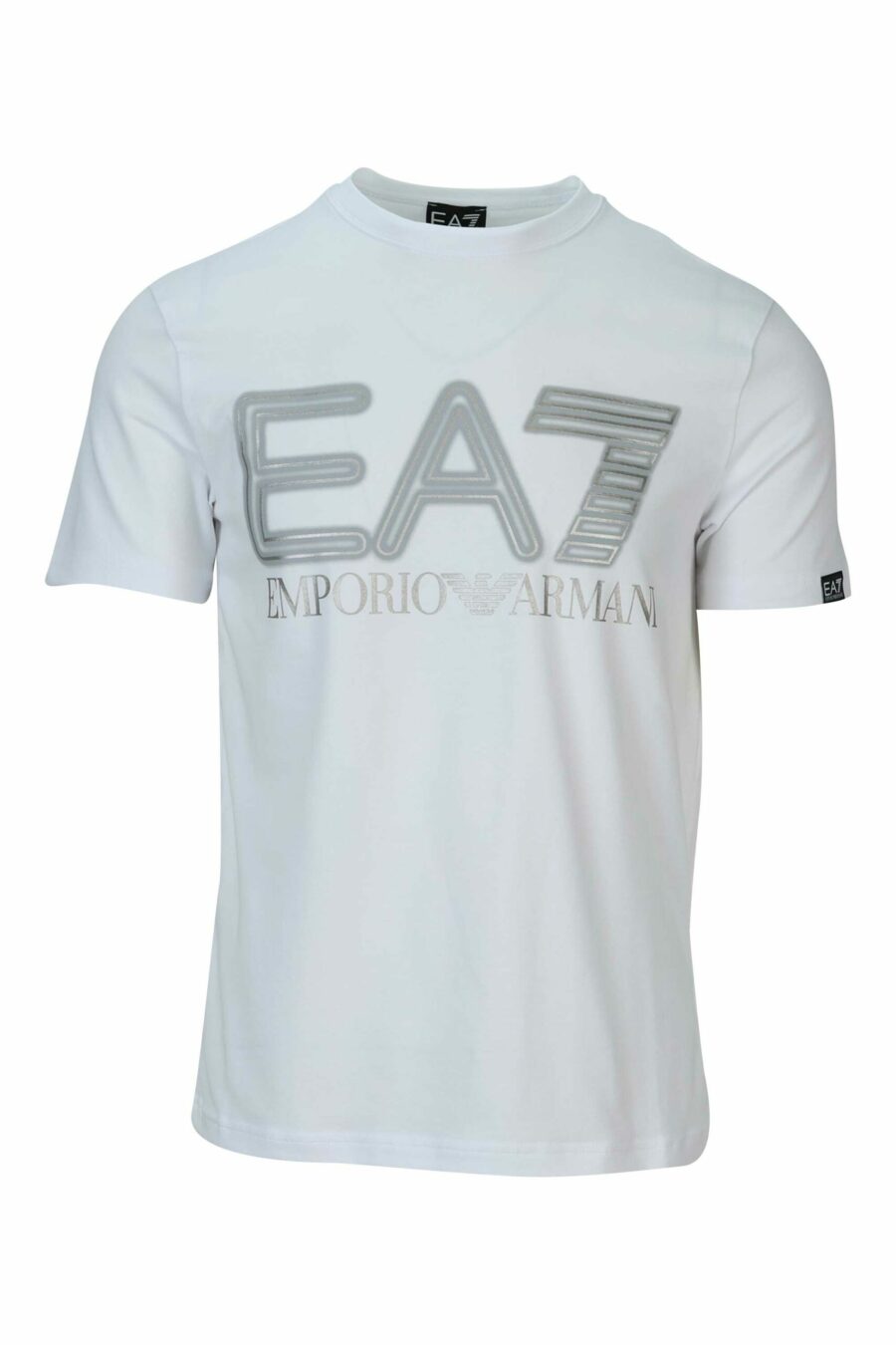 Weißes T-Shirt mit neon-silbernem "lux identity" Maxilogo - 8057970672319 skaliert